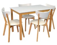 Set masă și scaune Evelin Gloria White/Bella Beech + 4 Cameroon White/Bella Beech