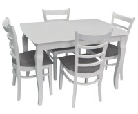 Комплект для столовой Evelin HV-29V White + 4 Coco White/NV-10WP Grey