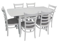 Комплект для столовой Evelin HV-29V White + 6 Wenyl White/NV-10WP Grey