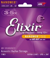 Corzi Elixir Nanoweb Acoustic Bronze Extra Light 11002