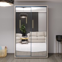 Dulap cu uşi glisante Bayro Parma 1400x2250x600 Grey Stone (606490)