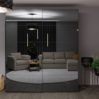 Dulap cu uşi glisante Bayro Top Line Napoli 2000x2300x580 Grey Stone (604801)