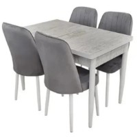 Set masă și scaune Magnusplus Modern 70x110/140 Krystal + 4 Karegold Gray White Metal Legs