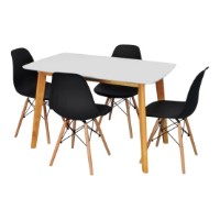 Set masă și scaune Evelin Cooper White/Bella Beech + 4 LC-021 Black