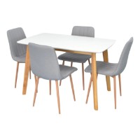 Set masă și scaune Evelin Cooper White/Bella Beech + 4 XR-154 WO Light Grey