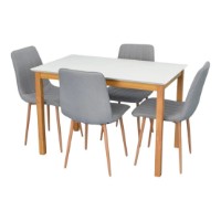 Комплект для столовой Evelin Gloria White/Bella Beech + 4 XR-154 WO Light Grey