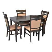 Set masă și scaune Evelin HV-27V Chocolate + 4 HV-3167 Chocolate/NV-3WP Brown