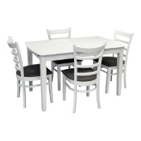 Комплект для столовой Evelin HV-27V White + 4 Coco White/NV-10WP Grey