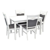 Set masă și scaune Evelin HV-27V White + 4 HV 3167 White/NV-10WP Grey