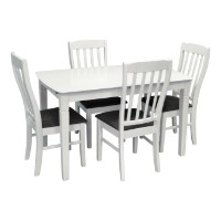 Комплект для столовой Evelin HV-27V White + 4 Wenyl White/NV-10WP Grey