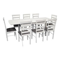 Set masă și scaune Evelin HV-27V White + 8 Gloria White/NV-10WP Grey