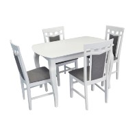 Комплект для столовой Evelin HV-29V White + 4 Wenyl White/NV-10WP Grey