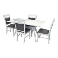 Комплект для столовой Evelin Raffles Rectangular White + 4 HV-3167 White/NV-10WP Grey