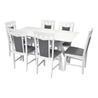 Комплект для столовой Evelin Raffles Rectangular White + 6 Deepa R White/NV-10WP Grey