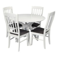 Комплект для столовой Evelin Raffles Round White + 4 Wenyl White/NV-10WP Grey