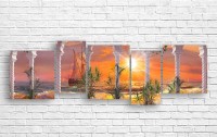 Pictură ArtDesign Sailboat and sunset 199x64cm (F-10184)