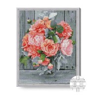 Pictura cu diamante după numere Art Gallery Premium A bouquet against a background of planks 40x50cm (QB206083)