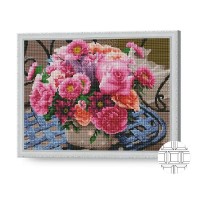 Pictura cu diamante după numere Art Gallery Premium Basket with pink flowers 40x50cm (QB204235)