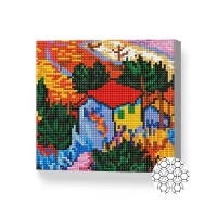Pictura cu diamante după numere Art Gallery Premium Bright house among the fields 20x20cm (BJ968)