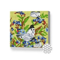 Pictura cu diamante după numere Art Gallery Premium Butterflies on blue flowers 20x20cm (BJ1028)