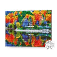Pictura cu diamante după numere Art Gallery Premium Colorful Trees By The Lake 40x50cm (GA78896)