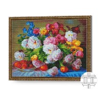 Алмазная картина по номерам Art Gallery Premium Luxurious Bouquet Of Peonies And Irises 40x50cm (QB202087)