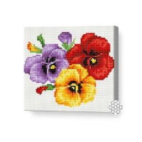 Pictura cu diamante după numere Art Gallery Premium Pansies 20x20cm (BJ308)