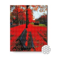 Pictura cu diamante după numere Art Gallery Premium Scarlet foliage on the bench 40*50cm (GA79722)