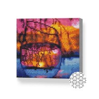 Pictura cu diamante după numere Art Gallery Premium Sunset on the lake 20x20cm (BJ1183)