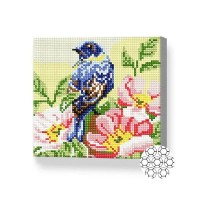 Pictura cu diamante după numere Art Gallery Premium Titmouse among flowers 20x20cm (BJ803)