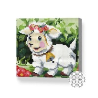 Pictura cu diamante după numere Art Gallery Premium White sheep with a bell 20x20cm (BJ663)
