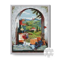 Pictura cu diamante după numere Art Gallery Premium Wine in Tuscany 40x50cm (QB201043)