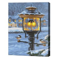 Tablou pe numere Art Gallery EconomPițigoi pe un felinar înzăpezit 30x40cm (EX7513)