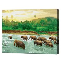 Картина по номерам Art Gallery Econom Слоны в джунглях 40x50cm (GX41791)