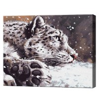 Tablou pe numere Art Gallery Econom Leopardul zăpezilor și ninsoare 40x50cm (GX39981)