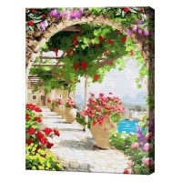 Tablou pe numere Art Gallery Econom Terasă înflorită 40x50cm (GX44081)