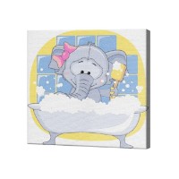 Tablou pe numere Elefant în baie Art Gallery Premium 20x20cm (BX2233)
