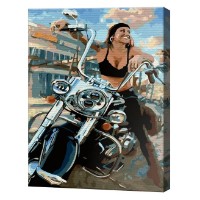 Tablou pe numere Art Gallery Premium Motociclistă 40x50cm (GX36882)
