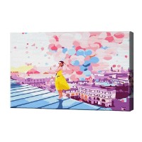 Tablou pe numere Art Gallery Premium Fată cu baloane pe acoperiș 20x30cm (CX4428)