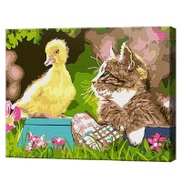 Картина по номерам Art Gallery Premium Котенок и утенок 20x30см (CX3596)