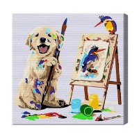 Картина по номерам Art Gallery Premium Щенок-художник 20x20см (BX2864)