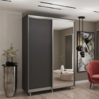 Dulap cu uşi glisante My-Style Chipboard + Mirror 140x230x60 Anthracite (C14H3M02U02)