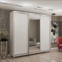 Dulap cu uşi glisante My-Style Chipboard + Mirror 230x200x60 White (C23H0M01U02)