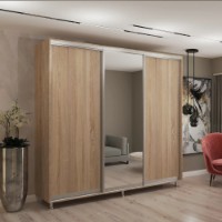 Dulap cu uşi glisante My-Style Chipboard + Mirror 230x220x60 Sonoma Oak (C23H2M03U02)