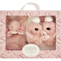 Pinete Mănuși Doudou Rabbit + Rabbit Toys Set Pink (DC4259)