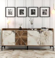 Dulăpior Trendy Venedik Walnut/White Marble 180x78x35cm GTR001186