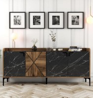 Dulăpior Trendy Venedik Walnut/Black Marble 180x78x35cm GTR001183