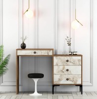 Măsuţă de toaletă Trendy Lizbon 552 Walnut/White Marble 124x84x40cm GTR001461