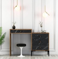 Măsuţă de toaletă Trendy Lizbon 555 Walnut/Black Marble 124x84x40cm GTR001464