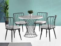 Обеденный стол Trendy Pota 1482 White Marble/Black 90x75x90cm GTR001631